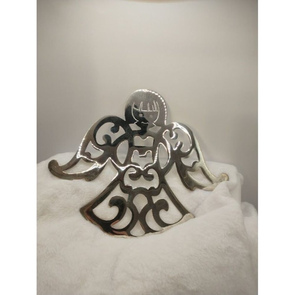 Vintage F.B. Rogers Italy Silver-Plated Angel Trivet Wall Decor